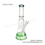 14 inch Raked Beaker with Showerhead Water Pipe 19mm Green